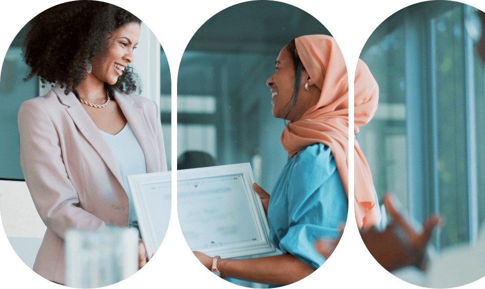Woman receiving certificate and acknowledgement