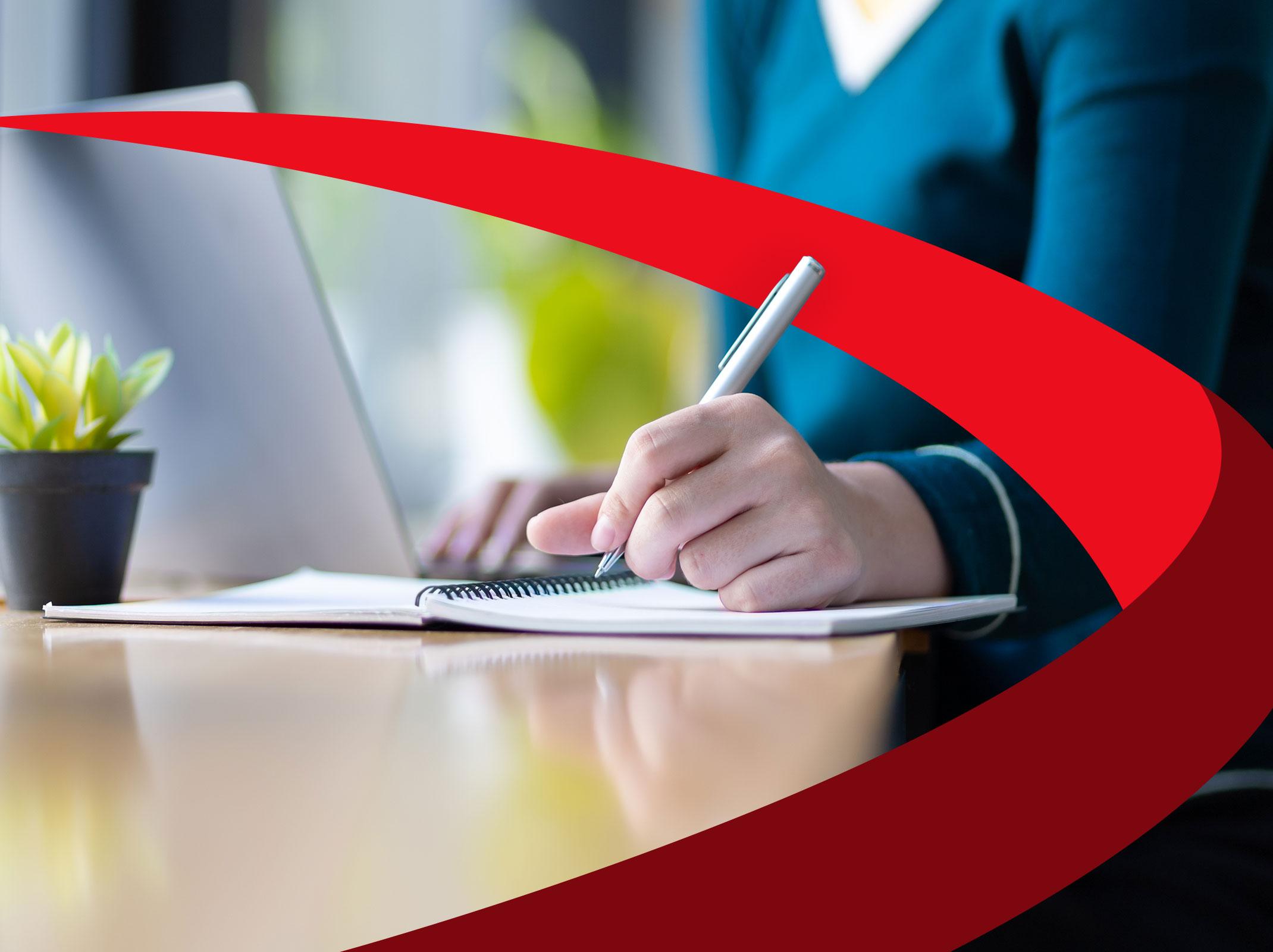 Business professional writing impactful communication