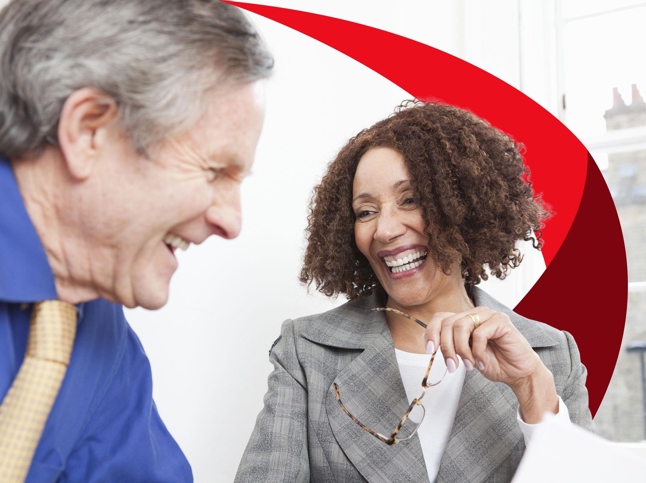 Male and female co-workers having professional and effective conversation