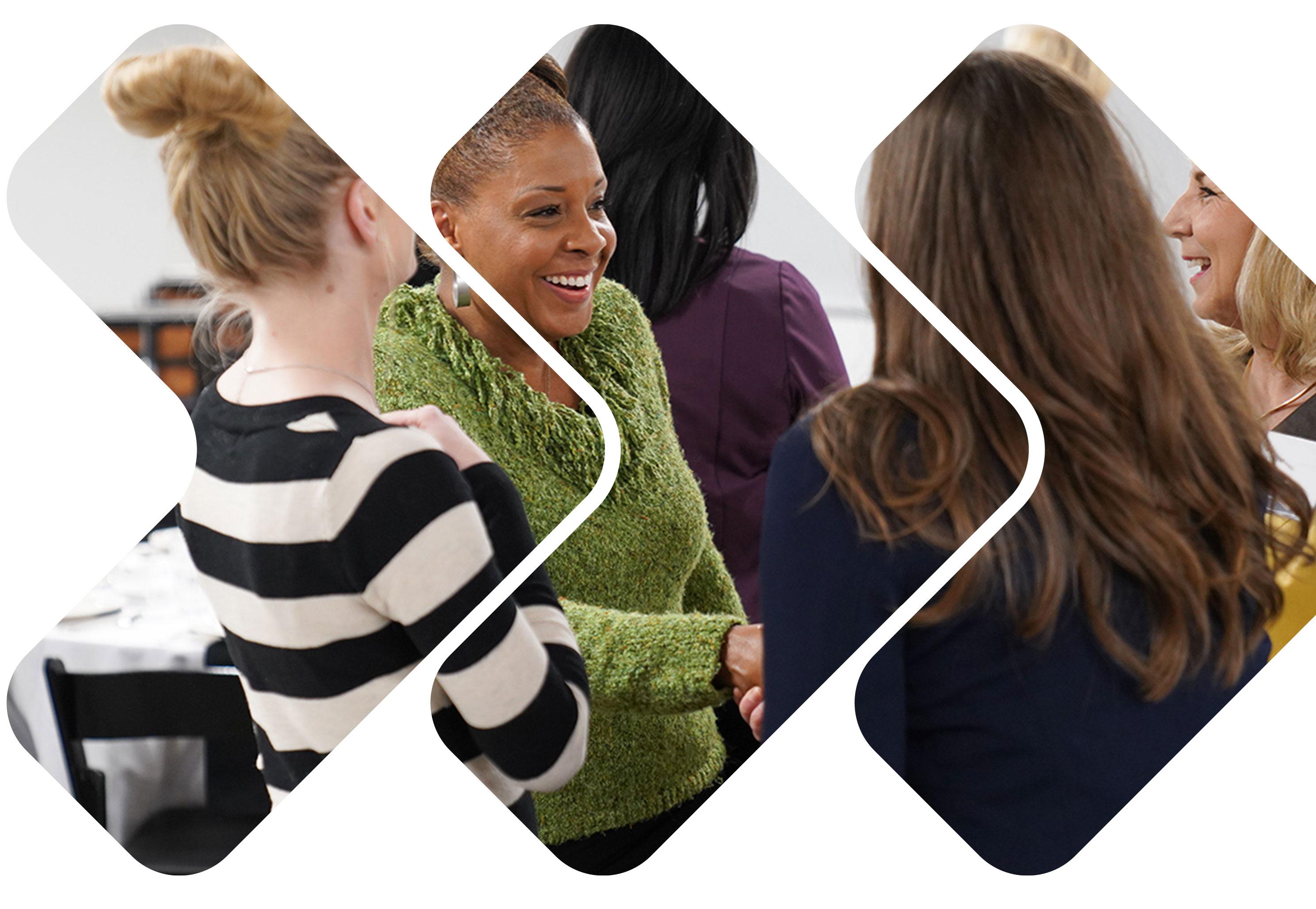 A group of SkillPath employees and trainers talking