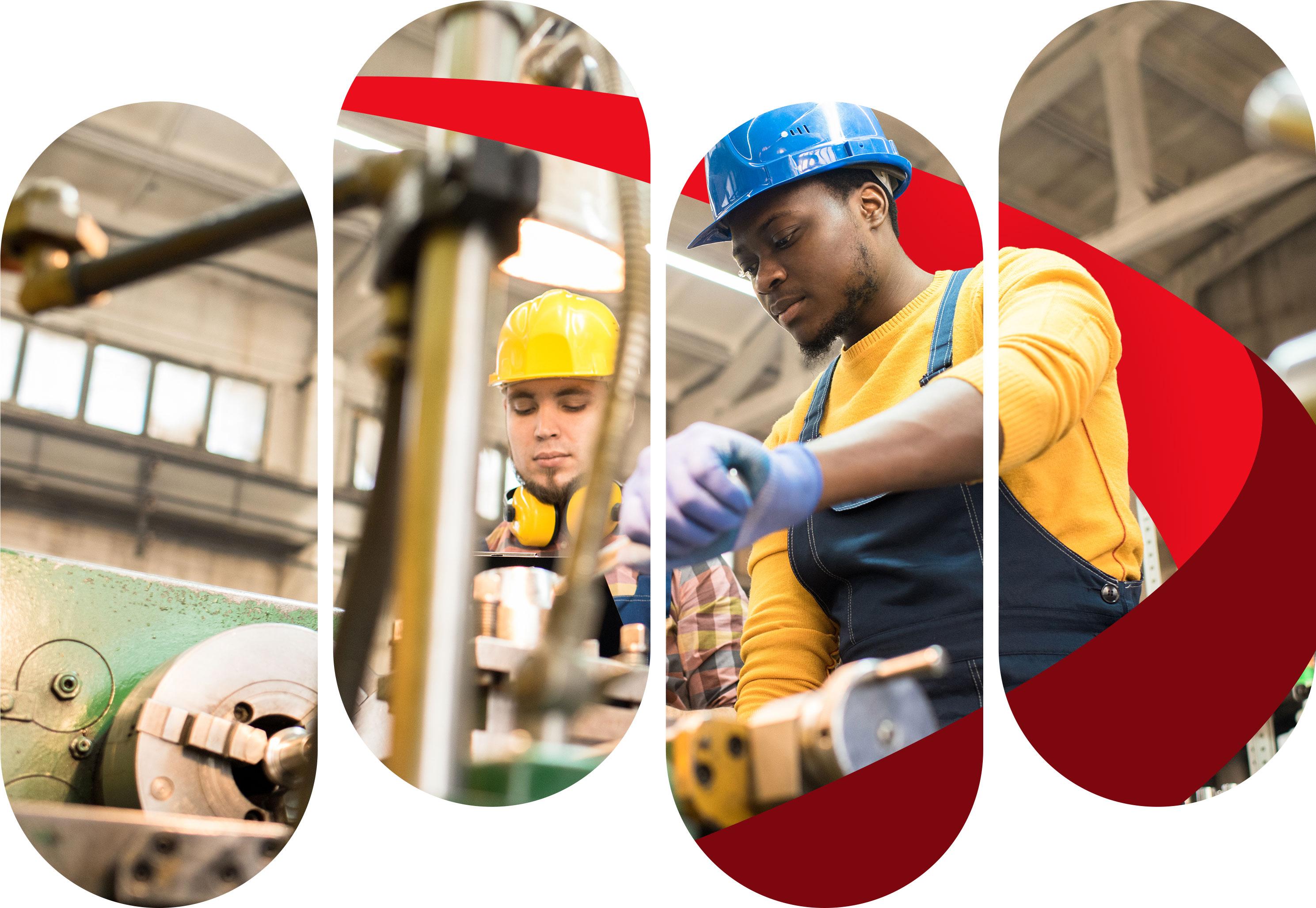 Two workers in a factory