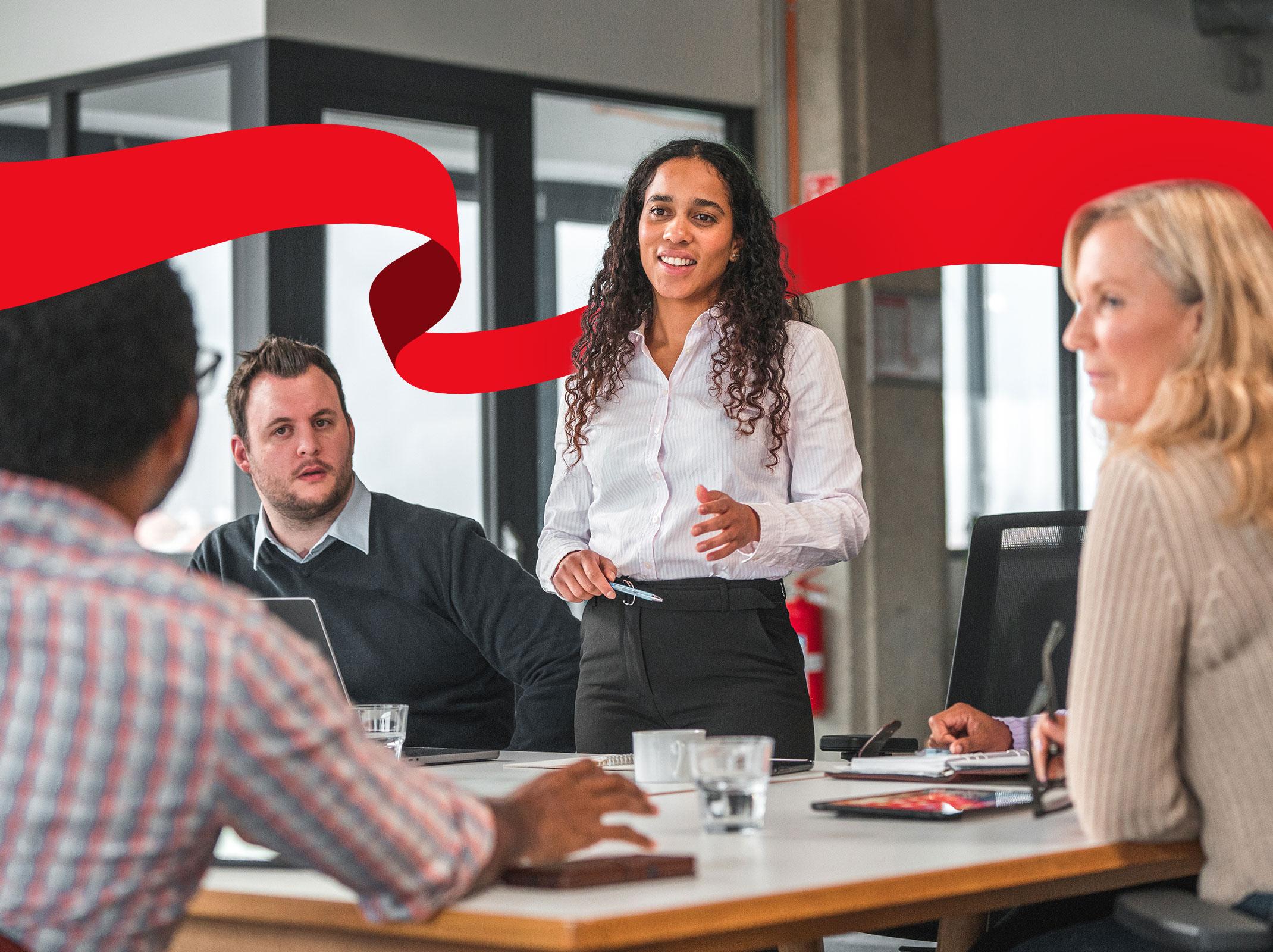 Creative leader motivating her team through change