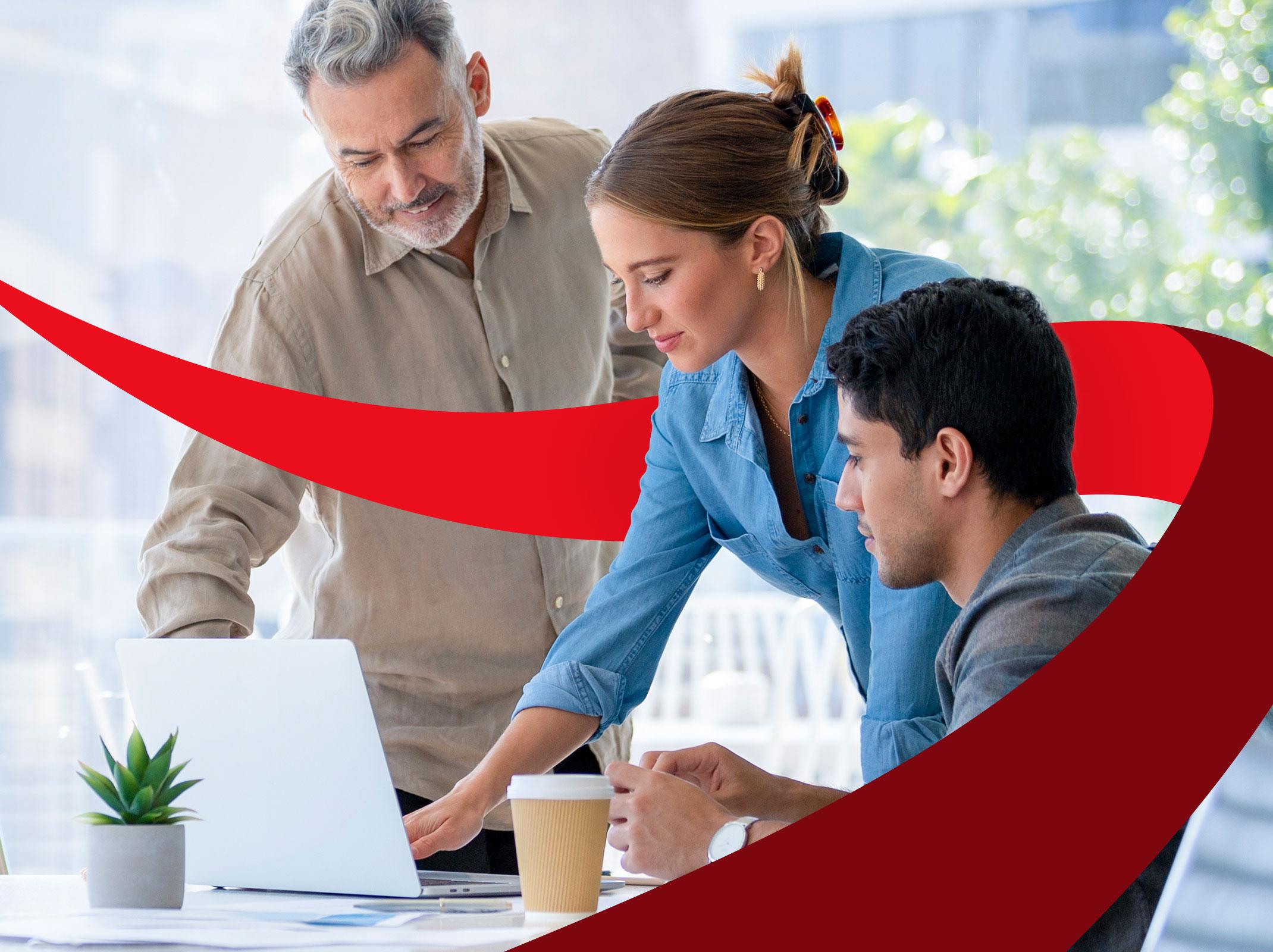 Cross-generation team working on a project together