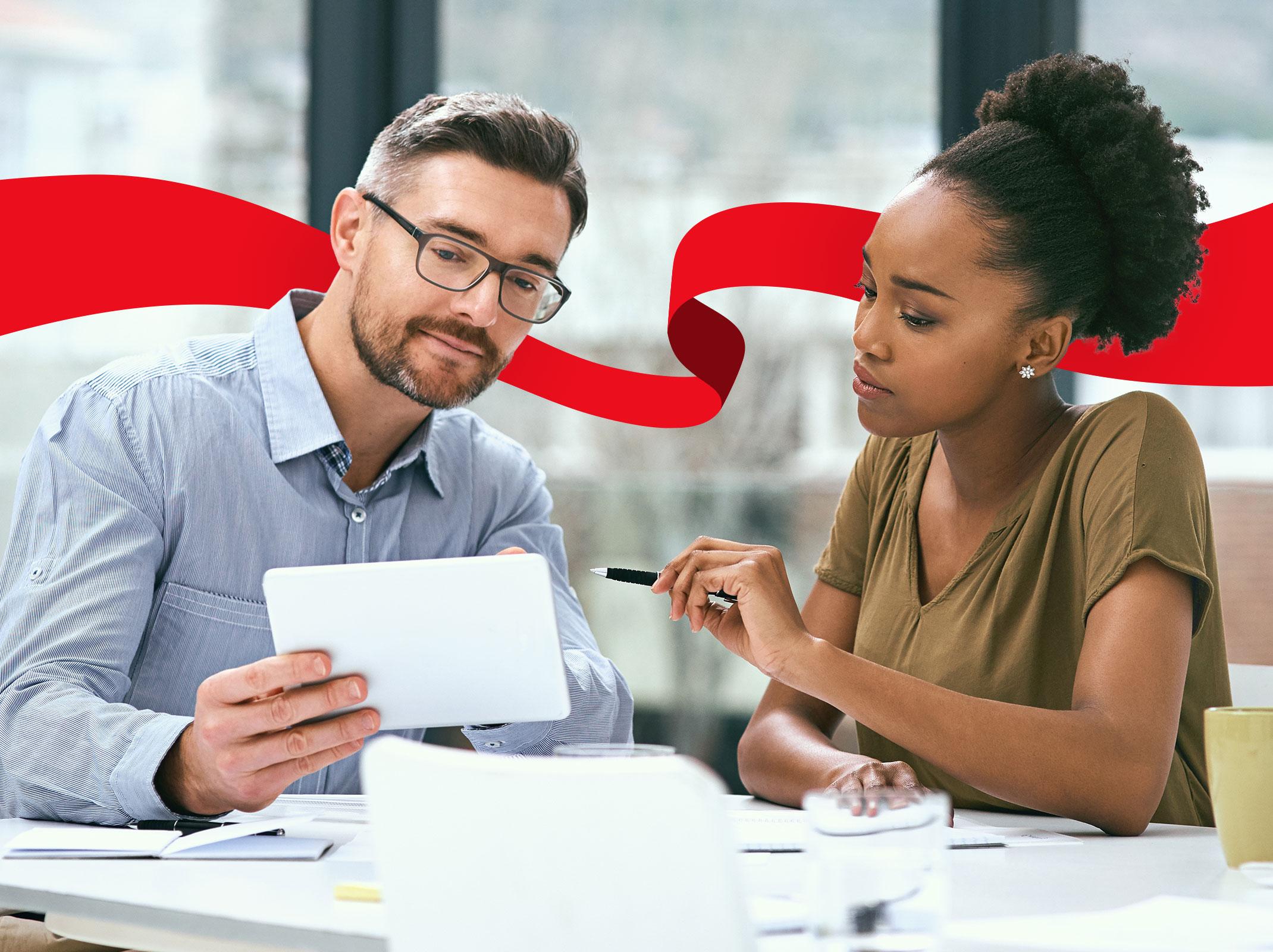 Supervisor giving positive feedback to team member