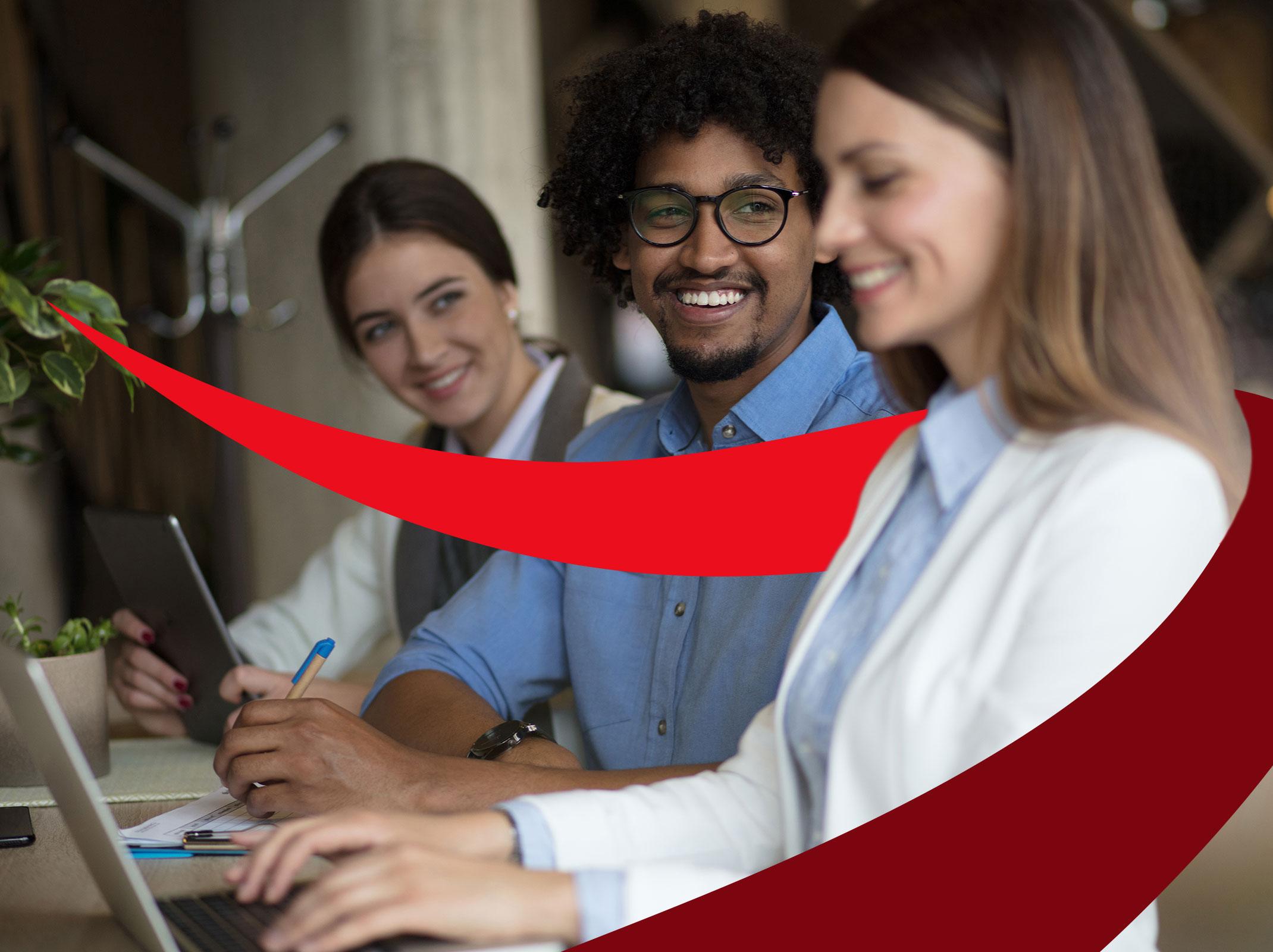 Leader interacting with team members